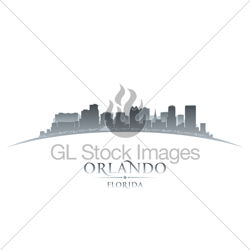500x500 Orlando Florida City Silhouette White Background Gl Stock Images
