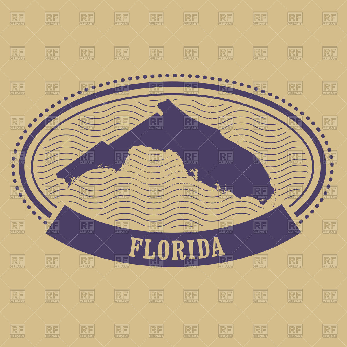 1200x1200 Oval Stamp With Florida State Silhouette Vector Image Of Icons