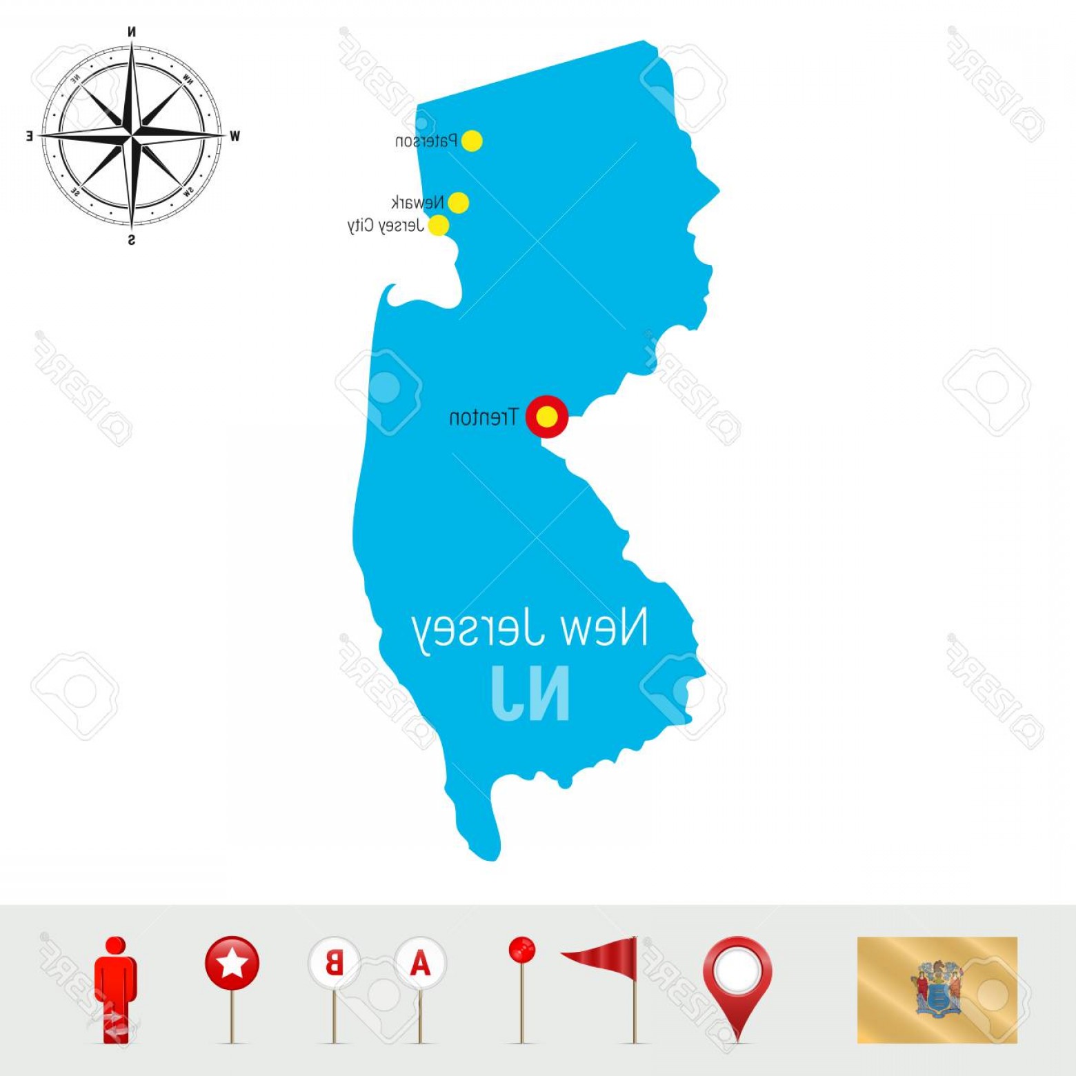 1560x1560 Photostock Vector New Jersey Vector Map Isolated On White