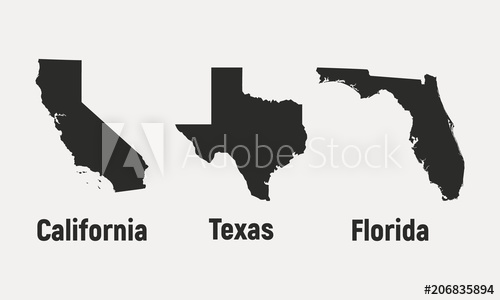 500x300 Set Of American States Icons California, Texas, Florida, Usa