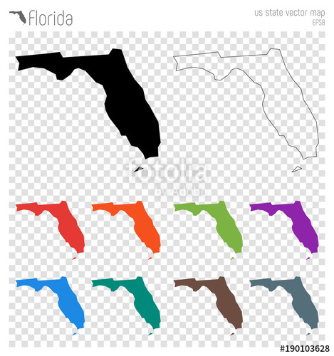 469x500 Florida High Detailed Map Us State Silhouette Icon Isolated