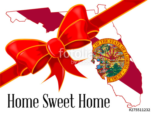 Florida State Outline Map And Flag With Ribbon Stock Image 500x372 Florida State Outline Map And Flag With Ribbon Stock Image
