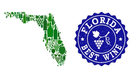 450x263 Vector Collage Of Wine Map Of Florida State And Best Grape Wine