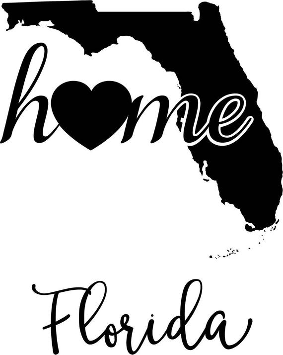 570x714 Florida State Map Digital Png Vector Graphic Etsy