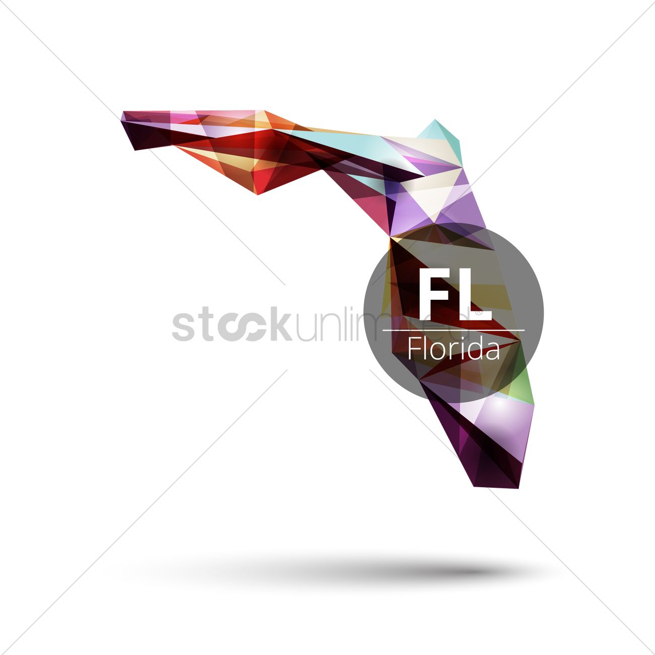 1300x1300 Low Poly Map Of Florida State Vector Image