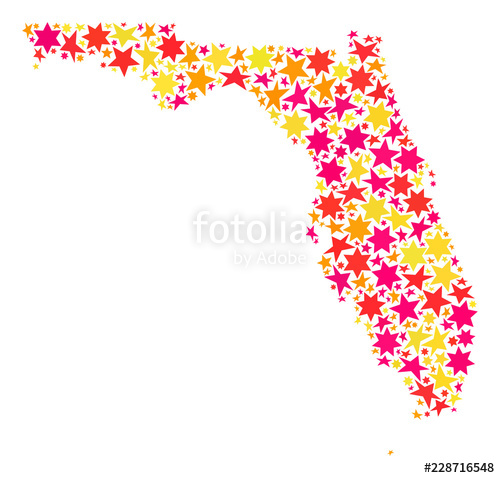500x478 Map Of Florida State Composed With Colored Flat Stars Vector