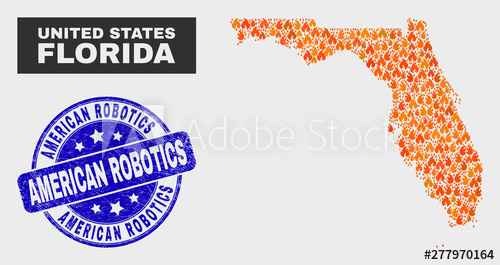 500x265 Vector Composition Of Fire Florida State Map And Blue Rounded