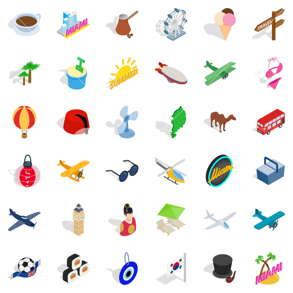 1000x1000 Florida Icons Set Isometric Style Of Florida Vector Icons