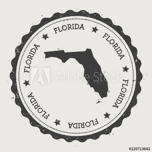 500x500 Florida Vector Sticker Hipster Round Rubber Stamp With Us State