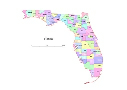 255x180 Preview Of Florida Vector County Map, Colored