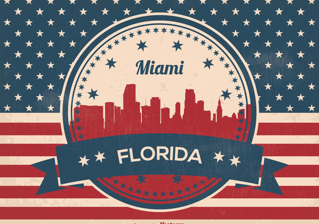 632x443 Miami Florida Skyline Illustration Free Vector Download