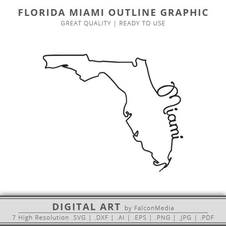 Florida Miami Florida State Outline Florida Etsy 794x794 Florida Miami Florida State Outline Florida Etsy
