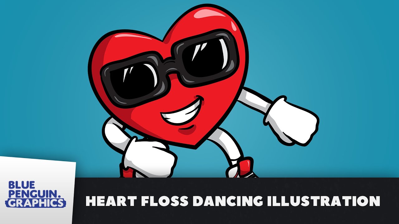 1280x720 Drawing Heart Floss Dancing Vector Cartoon Behind