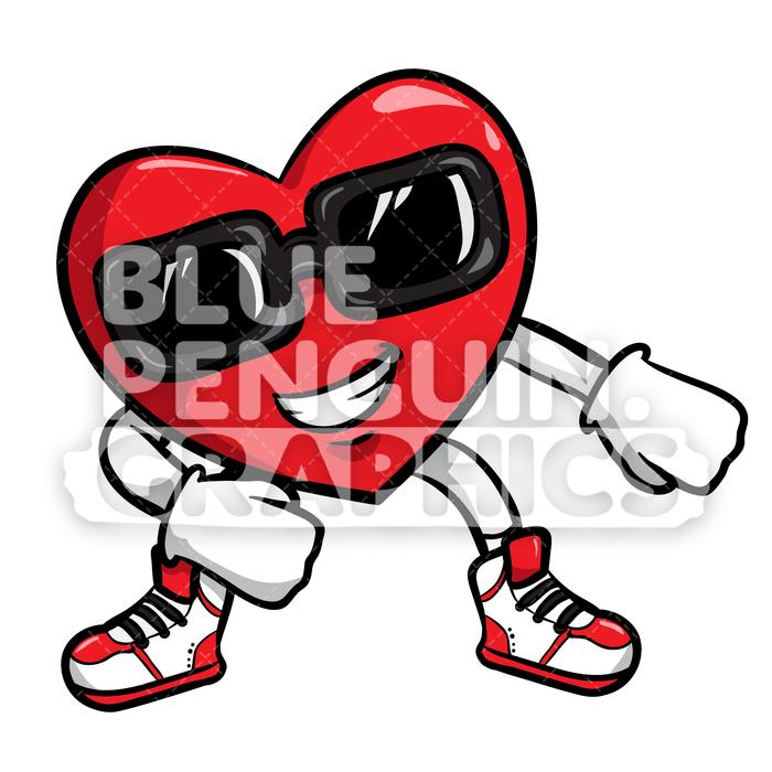 700x700 Heart Floss Dance Vector Cartoon Clipart Illustration Blue