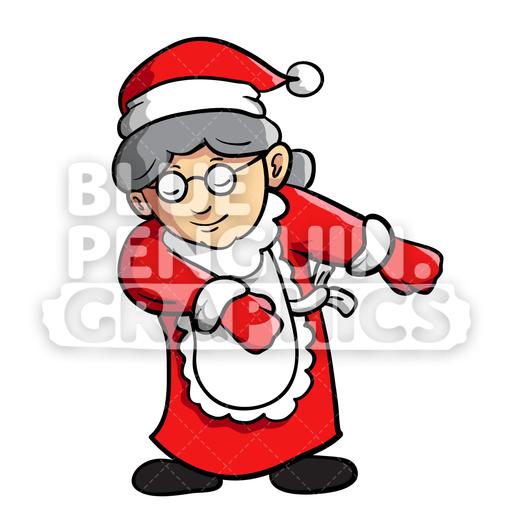 512x512 Mrs Santa Floss Dance Vector Cartoon Clipart Illustration Blue