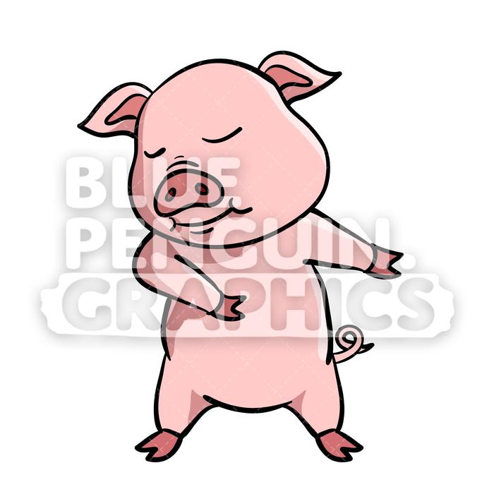 700x700 Pig Floss Dance Vector Cartoon Clipart Illustration Blue Penguin