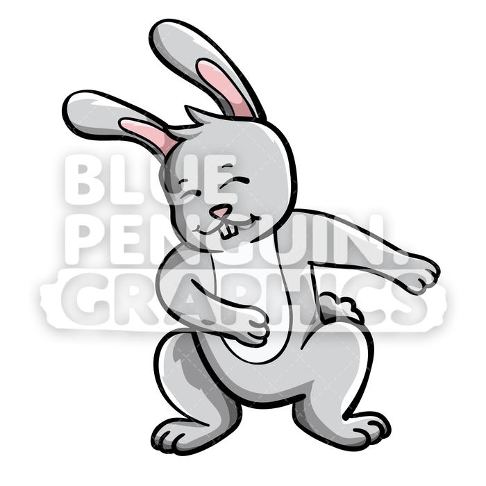 700x700 Rabbit Floss Dance Vector Cartoon Clipart Illustration Blue