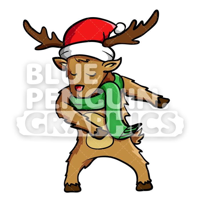 700x700 Reindeer Floss Dance Vector Cartoon Clipart Illustration Blue