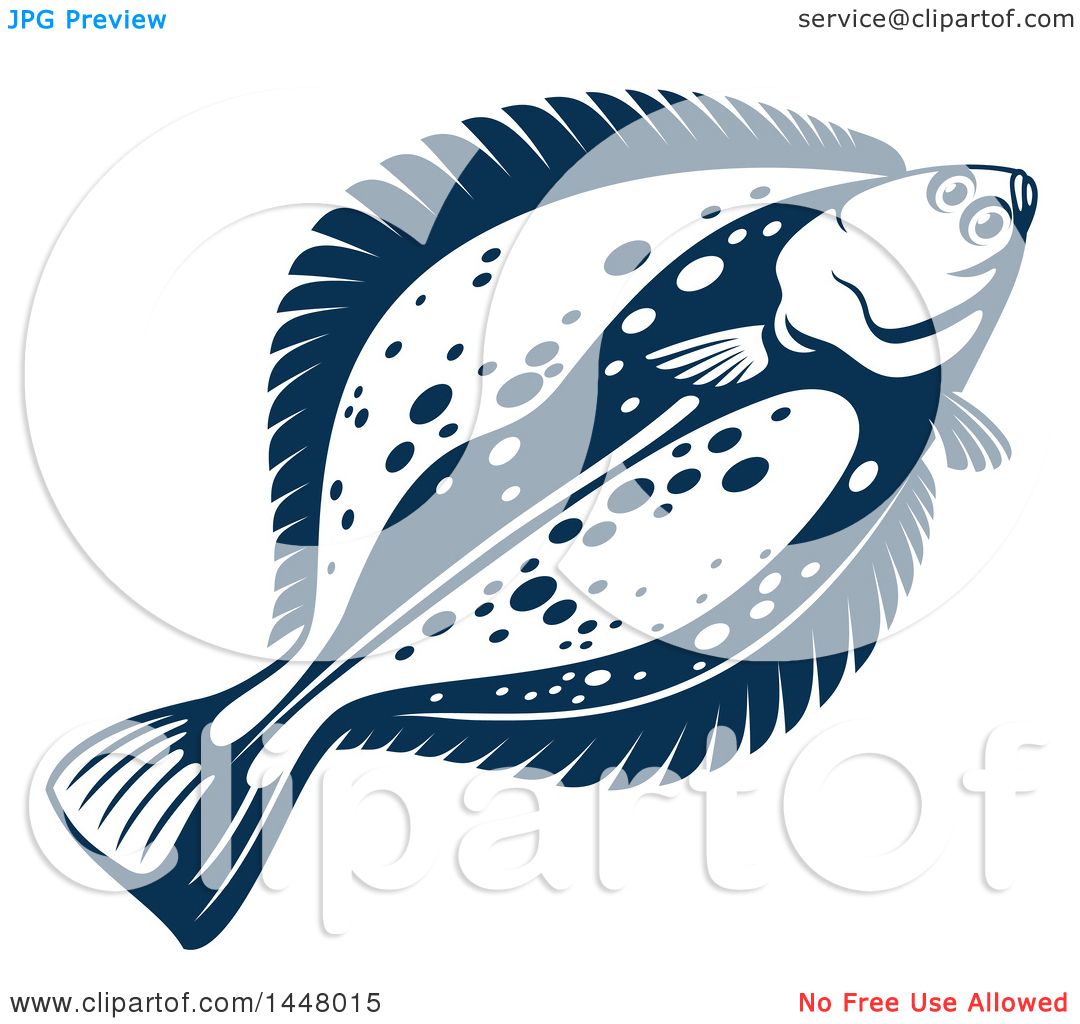 1080x1024 Clipart Of A Navy Blue Flounder Fish
