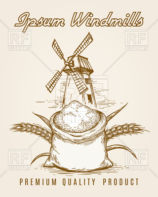 Windmill Product Vintage Poster With Wheat And Bag Of Flour Vector 320x400 Windmill Product Vintage Poster With Wheat And Bag Of Flour Vector