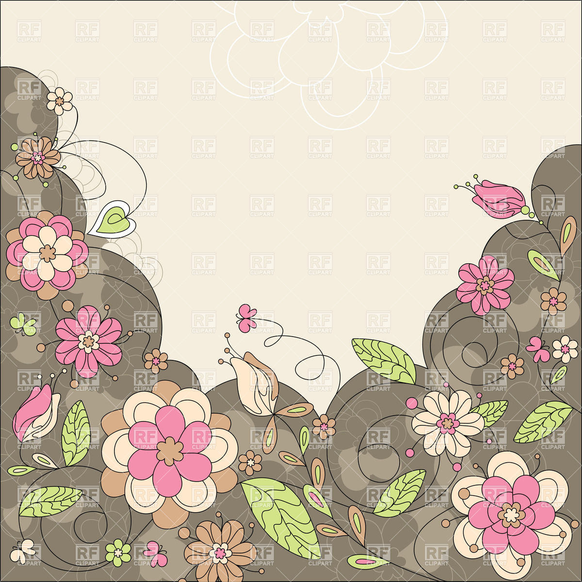 1200x1200 Flourish Background With Stylish Flowers Buds And Leaves Vector