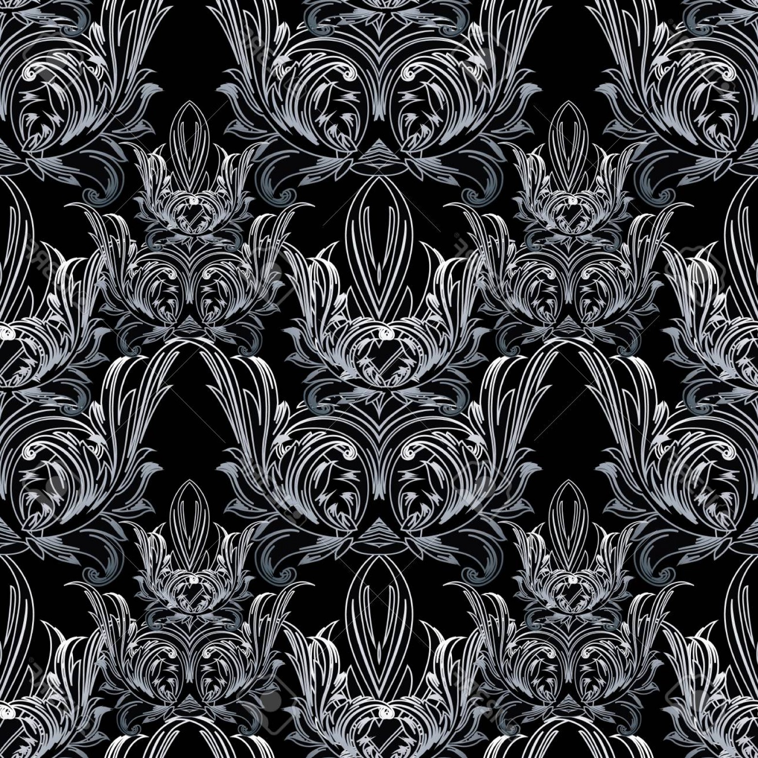 1560x1560 Photostock Vector Damask Floral Seamless Pattern Vector Black