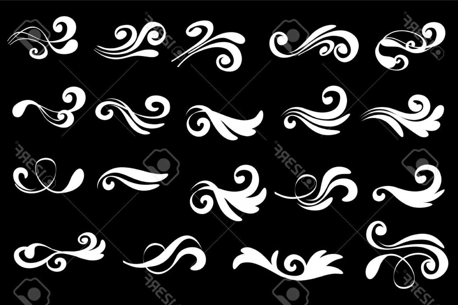 1560x1039 Photostock Vector Swirly Line Curl Patterns Isolated On Black