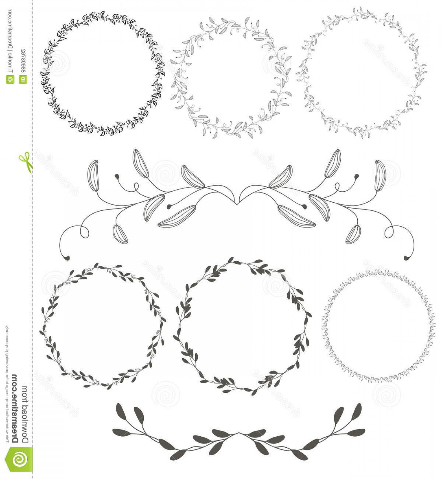 1440x1560 Stock Illustration Set Round Flourish Vintage Decorative Whorls