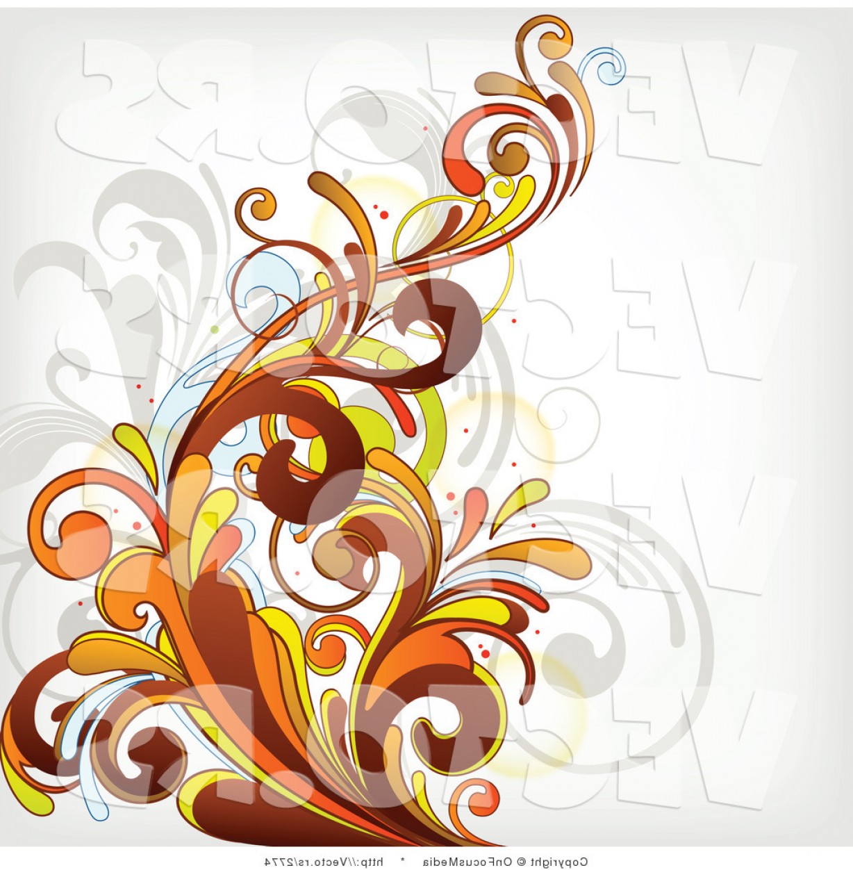 1228x1252 Vector Of Orange Flourish Vines Background Design On White