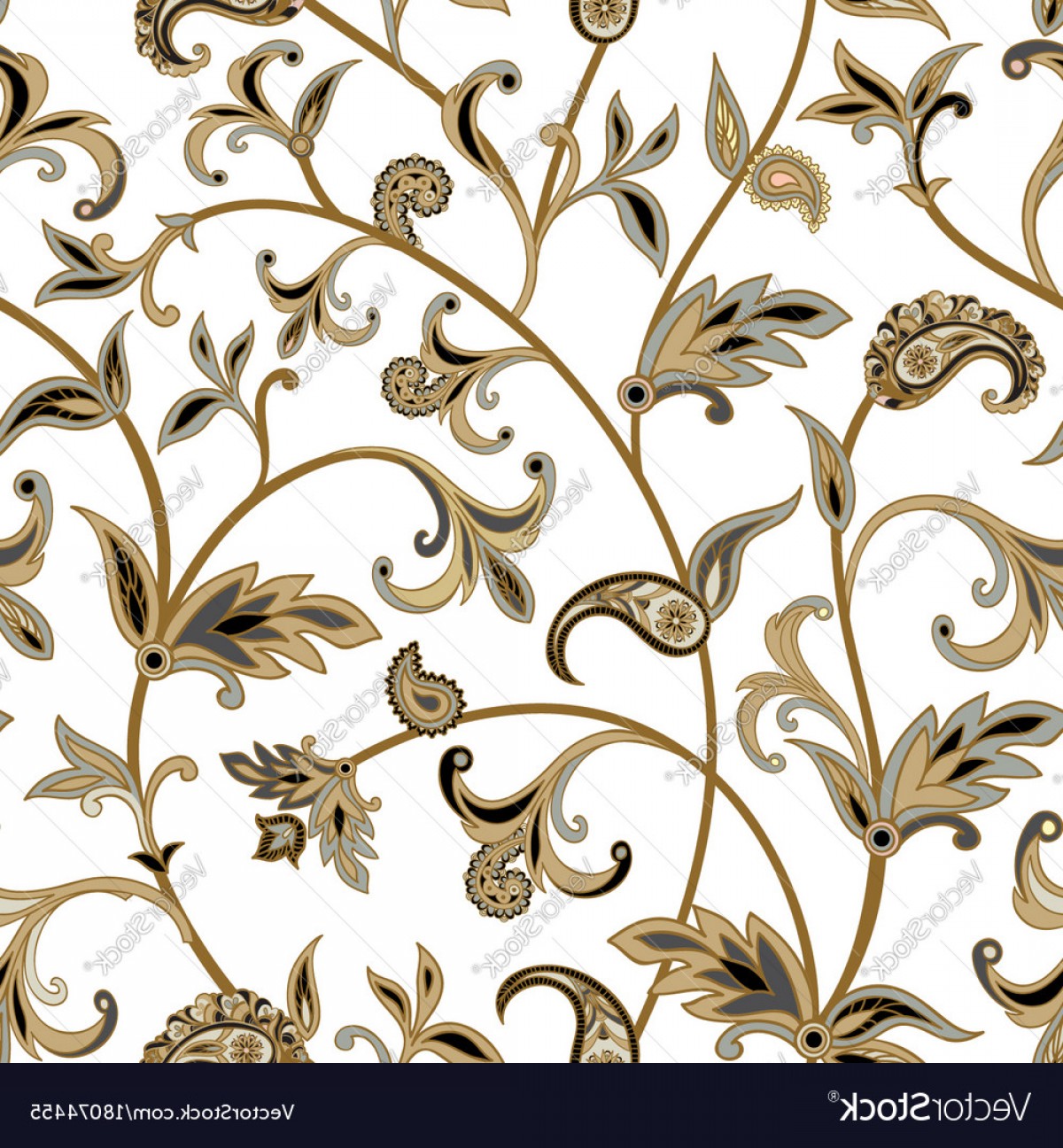 1200x1296 Floral Tiled Pattern Flourish Oriental Background Vector Handandbeak