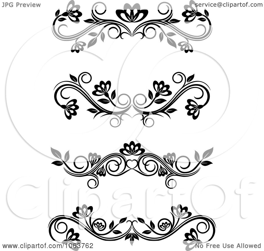 1080x1024 Clipart Black And White Flourish Borders Digital Collage