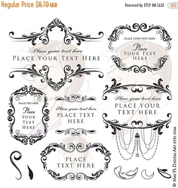 570x604 Sale Flourish Frame Clipart Digital Floral Vector Wedding Bridal