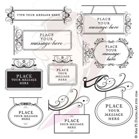 570x570 Victorian Frame Signs Floral Flourish Borders Business Etsy