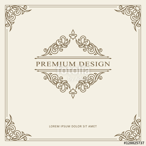 500x500 Vintage Ornament Greeting Card Vector Template Retro Luxury