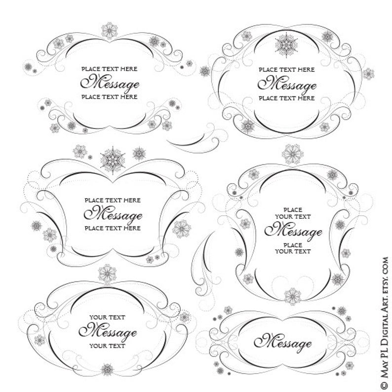 794x794 Elegant Snowflake Flourish Digital Frame Cute Decorative Swirl Etsy