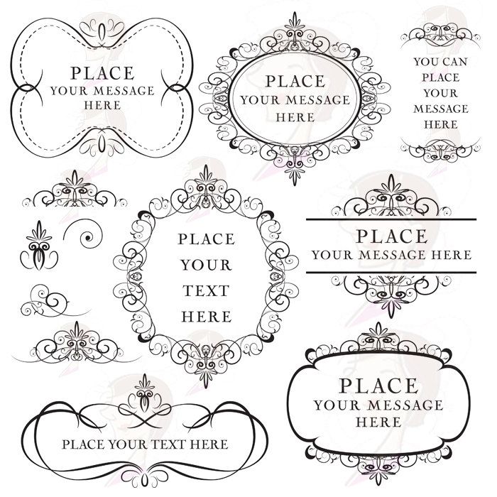 700x700 Flourish Frames Clipart Digital Swirls Vector Diy Wedding Save