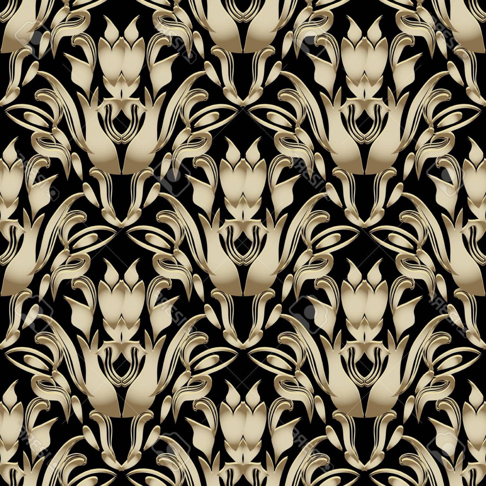 1560x1560 Photostock Vector Vintage Floral Baroque D Vector Seamless Pattern