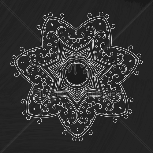 500x500 Vector Flourish Pattern Chalk Board With Floral Ornament Gl