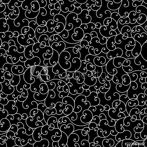 500x500 Vector Beautiful Simple Flourish Pattern In White Over Black