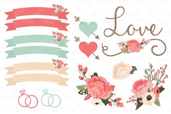 Mint Coral Wedding Floral Clipart Vectors 350x233 Mint Coral Wedding Floral Clipart Vectors