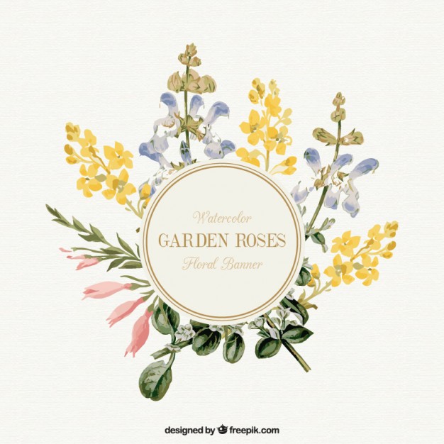 Watercolor Garden Flowers Banner Vector Free Download 626x626 Watercolor Garden Flowers Banner Vector Free Download