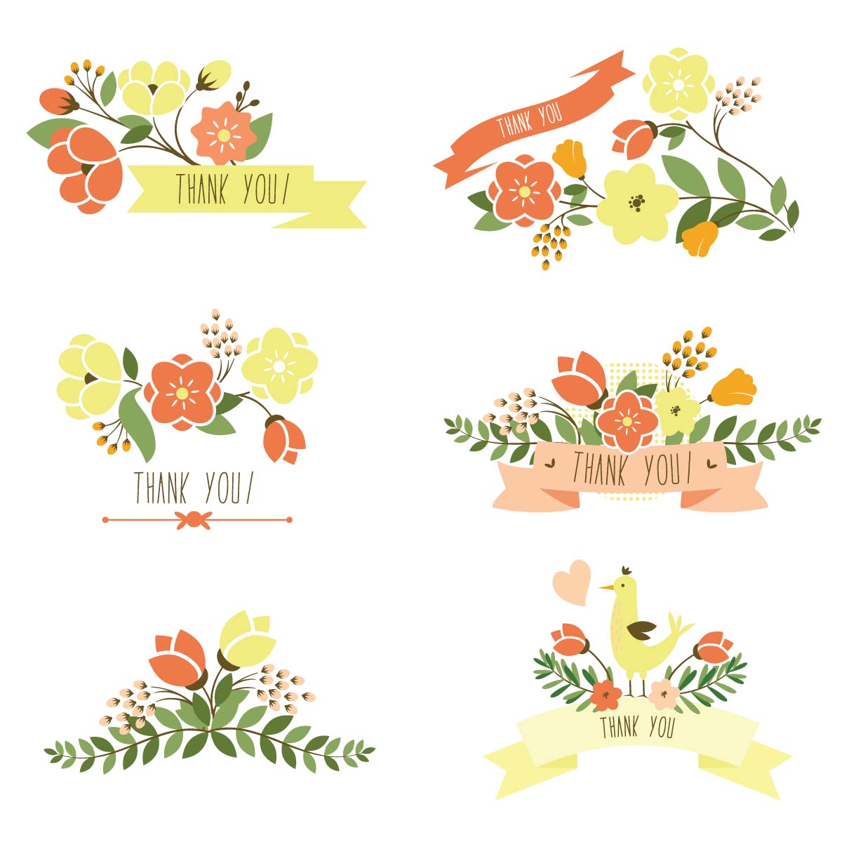 Floral Thank You Banner Set Vector Free Download 1200x1200 Floral Thank You Banner Set Vector Free Download