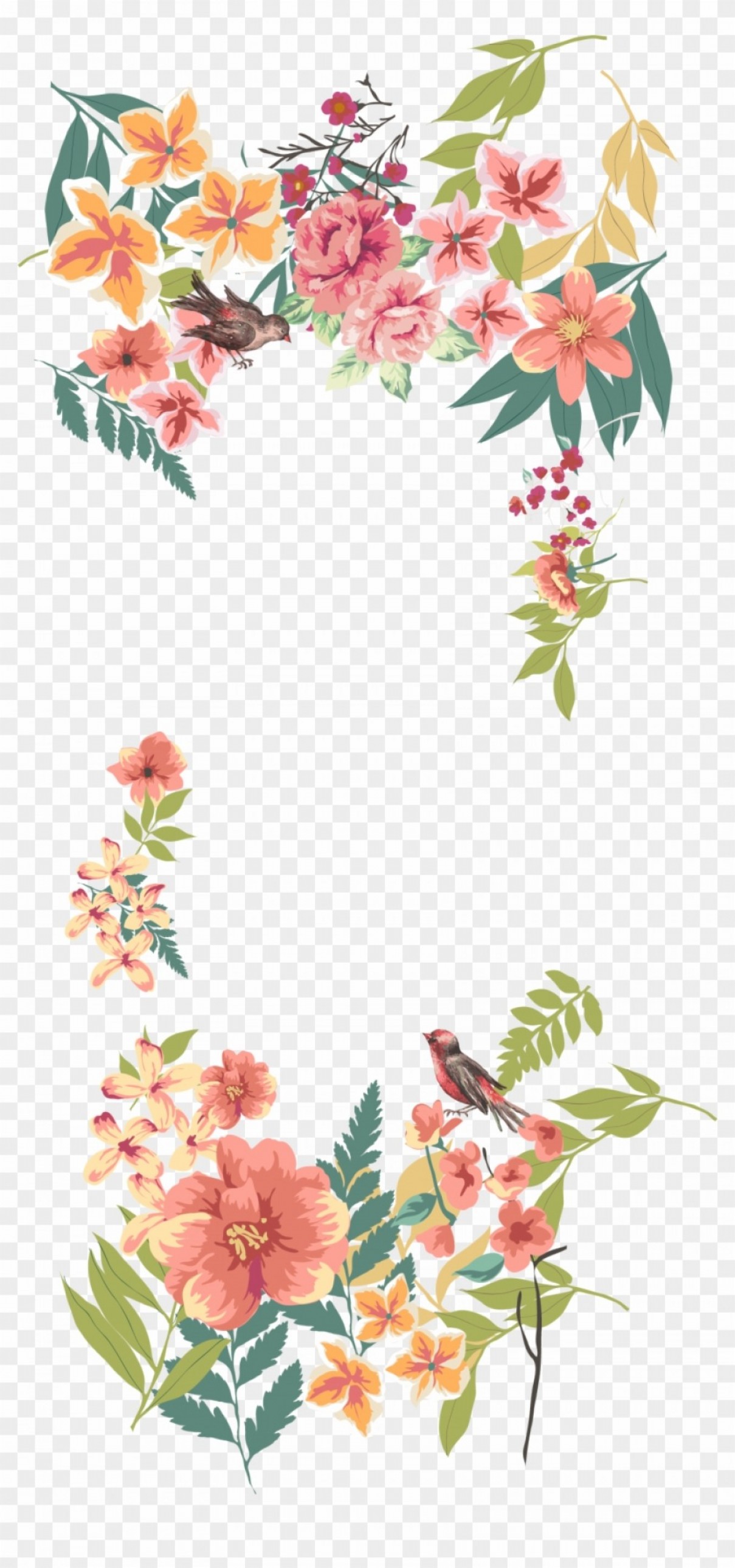 1209x2580 Mighhikbflower Euclidean Vector Floral Design Flowers Border Png