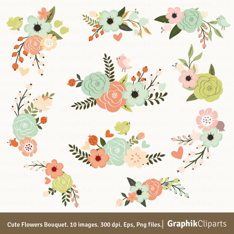 Cute Flowers Bouquet Vector Flowers Spring Clip Art Spring Etsy 794x794 Cute Flowers Bouquet Vector Flowers Spring Clip Art Spring Etsy