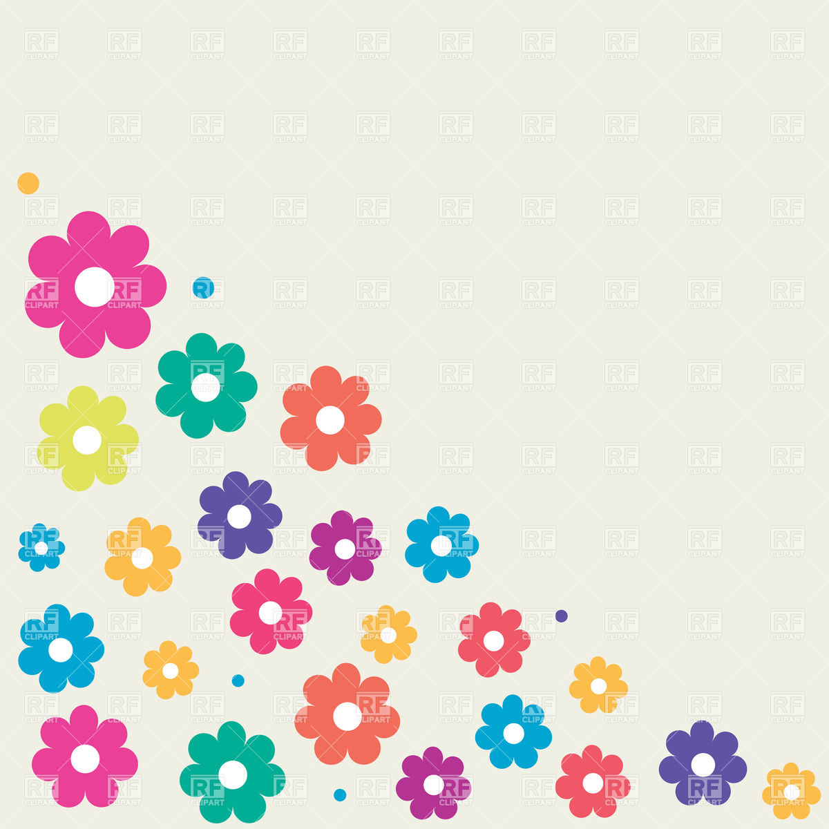 1200x1200 Simple Cartoon Flowers Grouped In A Corner Vector Image