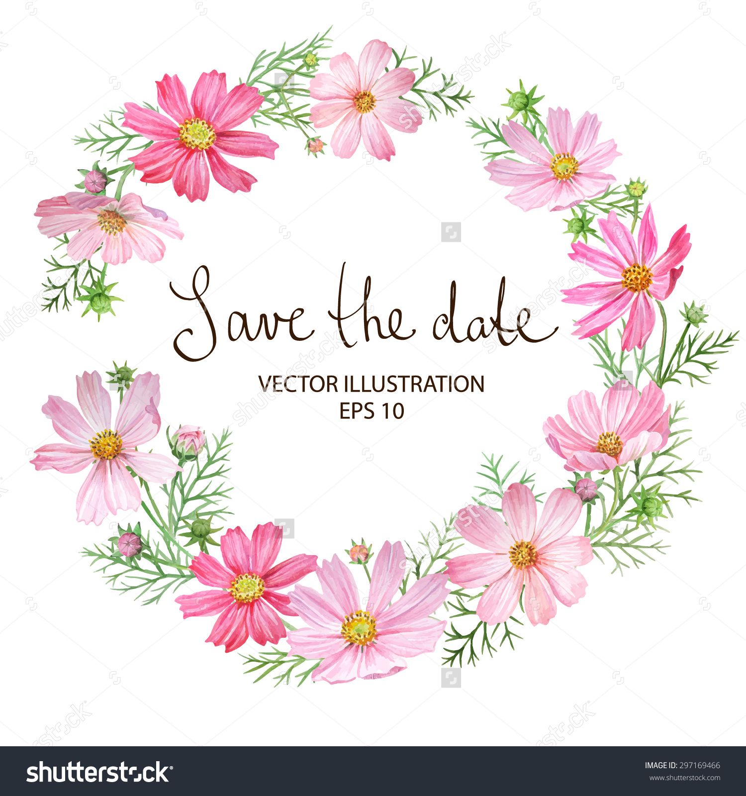 Floral Circle Frame With Cosmos Flowers Hand Drawn Watercolor 1500x1600 Floral Circle Frame With Cosmos Flowers Hand Drawn Watercolor