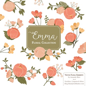 350x350 Emma Floral Clipart Vectors In Antique Peach