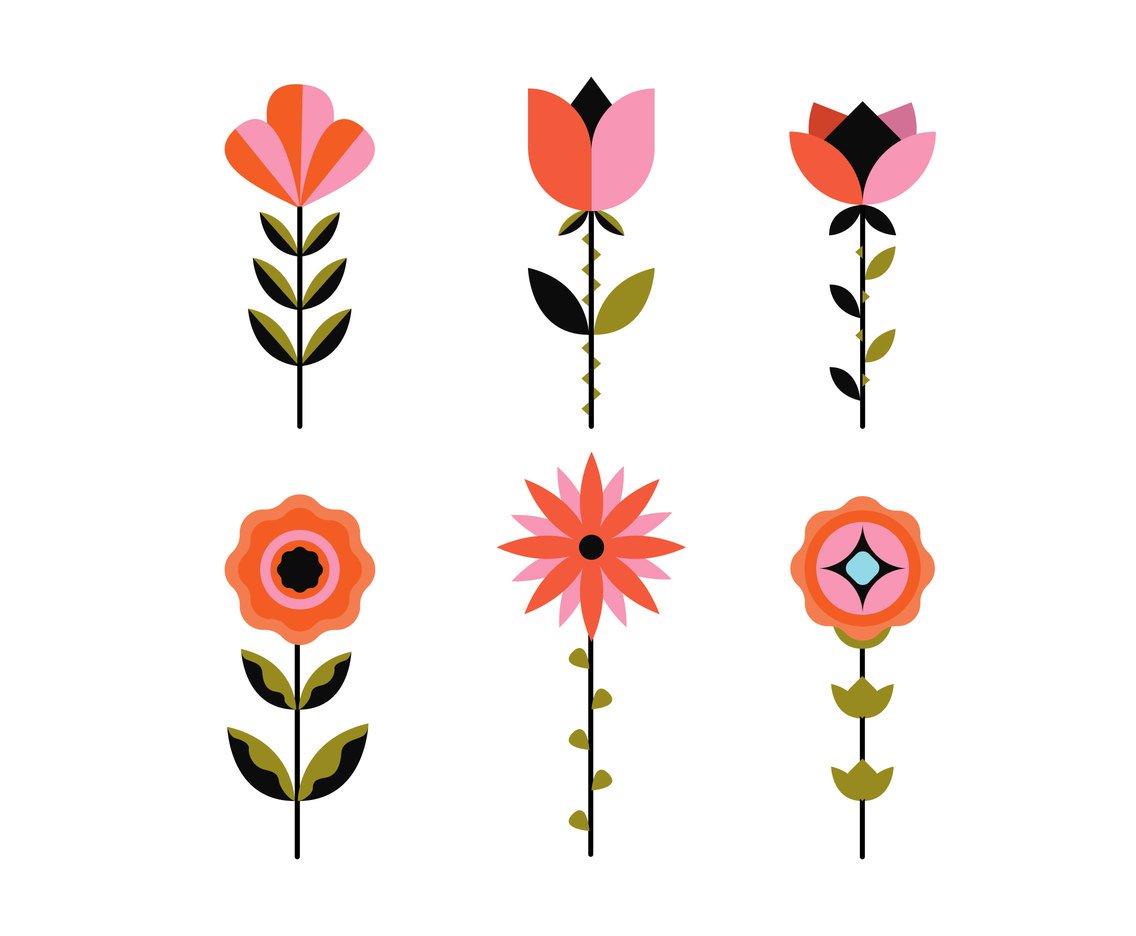 1136x936 Geometric Flowers Clipart Vector Vector Art Graphics