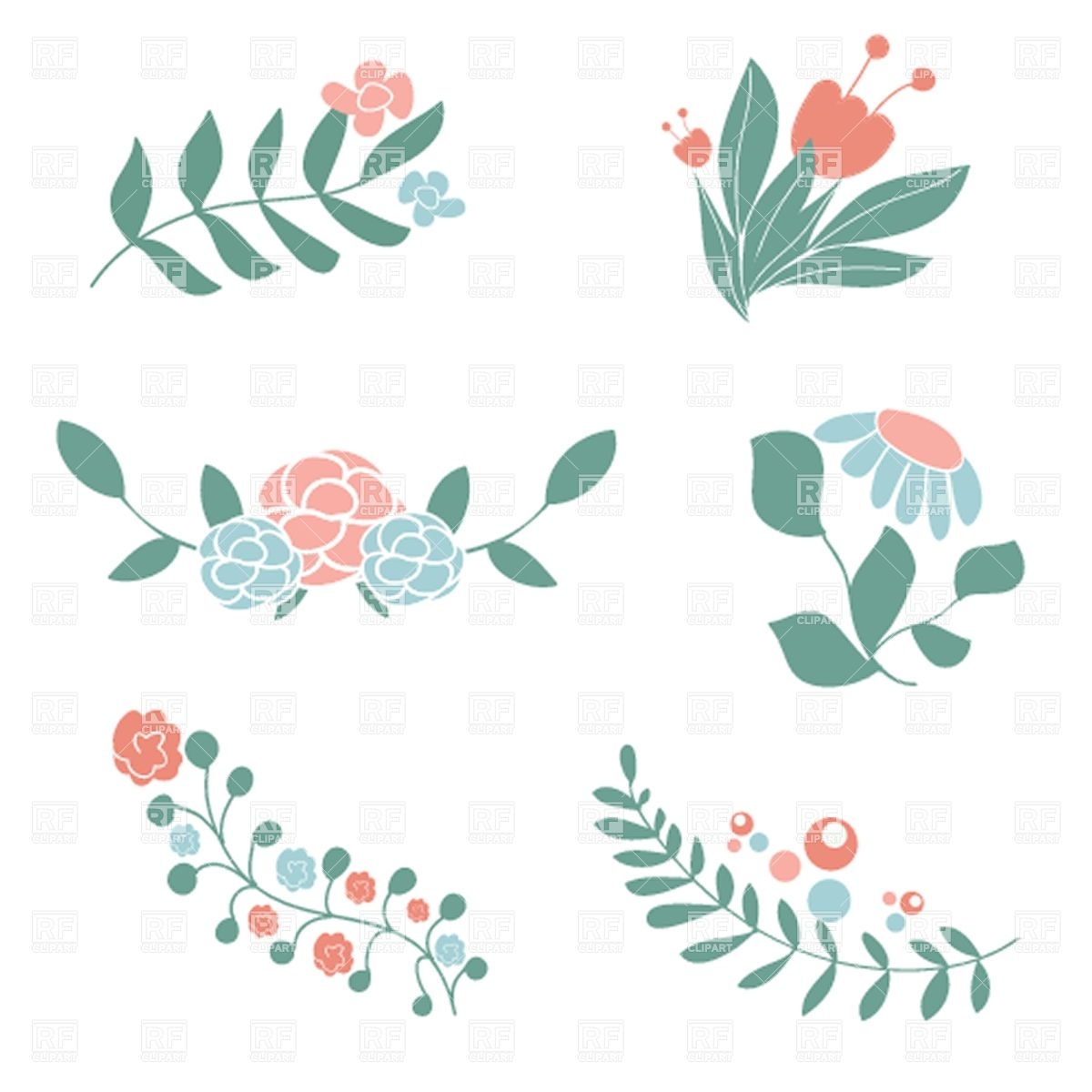 1200x1200 Set Of Cute Floral Bouquets And Wreaths Vector Image Of Plants