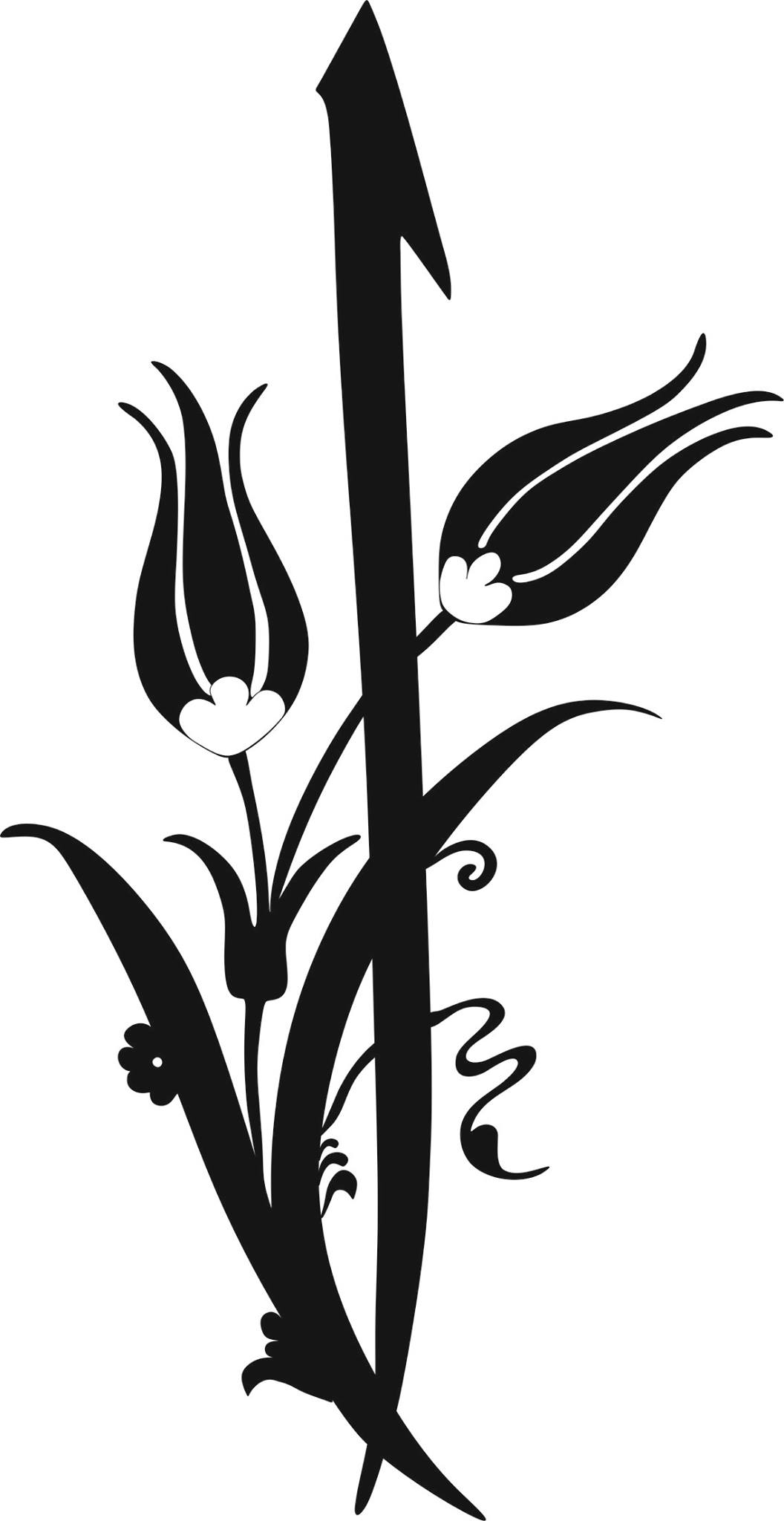 1056x2048 Black And White Flower Clipart Vector Image Free Download
